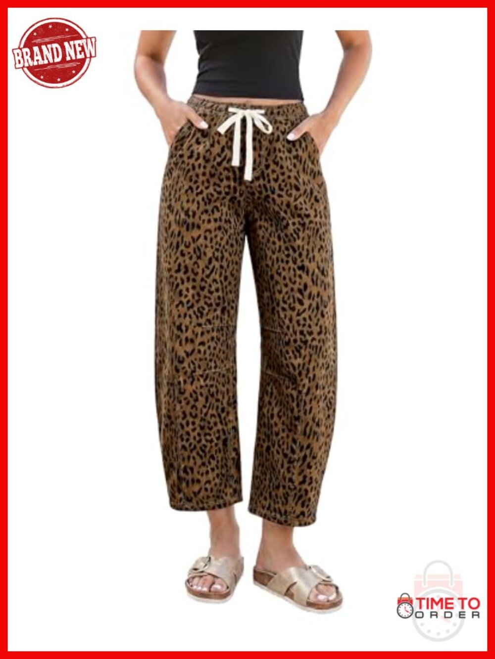 High Waisted Pull On Wide Leg Stretchy Cropped Barrel Jeans